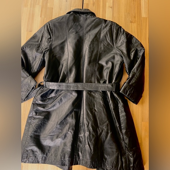 Vintage Excelled Black Leather Trench - Picture 10 of 13